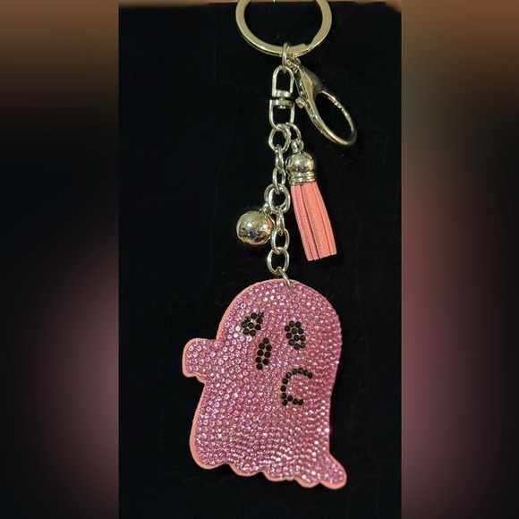 Pink Rhinestone Ghost Keychain - Picture 1 of 5